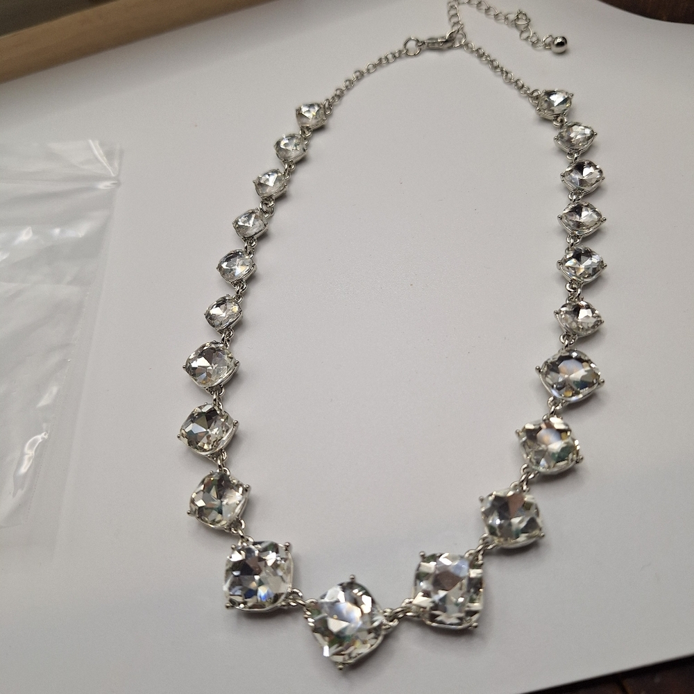 Silver Tone Crystal Statement Necklace – Bridal / Evening – NWT